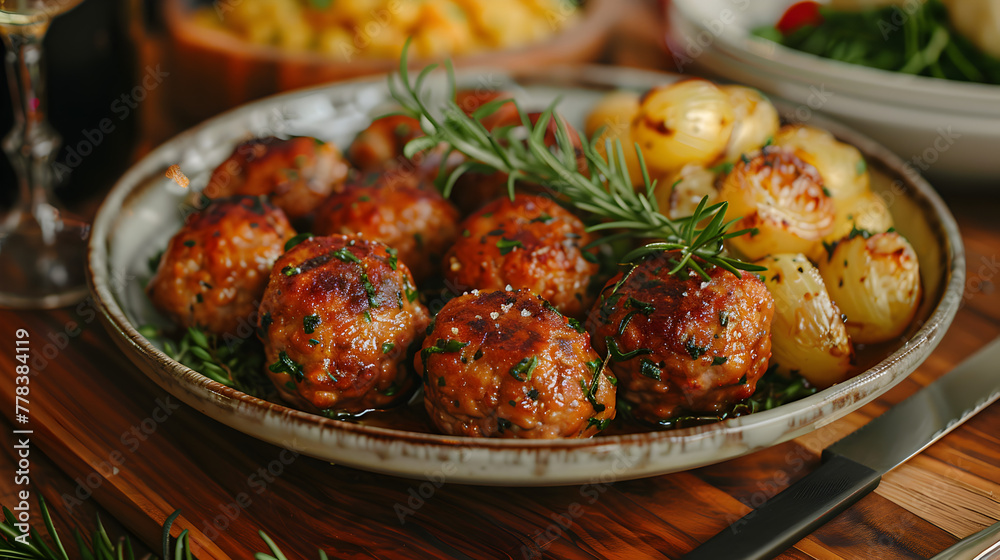 Swedish Meatballs on Decorated Table