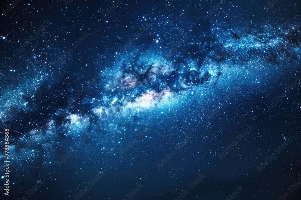 Fototapeta premium Milky way is visible in the dark night sky. Beautiful starry background with galaxy nebula