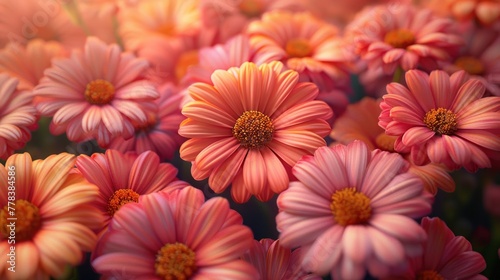 Retro colorful flowers in dark tropical foliage nature