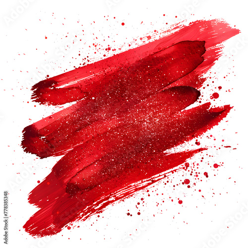 Red watercolor background. Artistic hand paint. Isolated on transparent background.