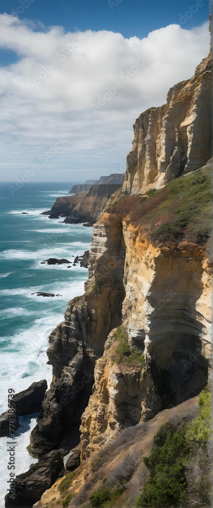 Photo real as Cliffside Majesty Coastal cliffs stand tall a testament to nature sculpting. in nature and landscapes theme ,for advertisement and banner ,Full depth of field, high quality ,include copy Photo real as Cliffside Majesty Coastal cliffs stand tall a testament to nature sculpting. in nature and landscapes theme ,for advertisement and banner ,Full depth of field, high quality ,include copy