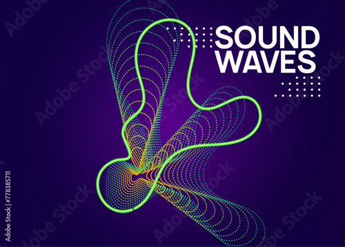 Sound Set. Night Club Flyer. Pink Dance Poster. Green Edm Magazine. Discotheque Trance Element. Soundwave Audio Illustration. Electro Invite. Violet Sound Set