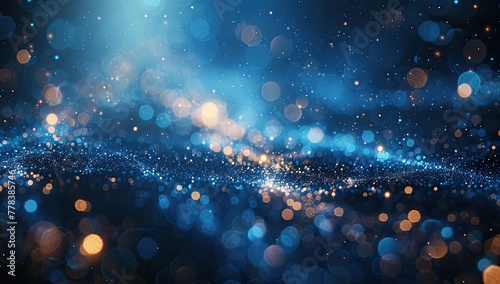 Glowing Blue Particles Background with Bokeh Effect