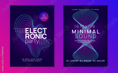 Sound Flyer. Festival Cover. Violet Edm Event. Dance Concert Template. Psychedelic Disco Invitation. Night Club Banner. Green Dj Set. Pink Sound Flyer