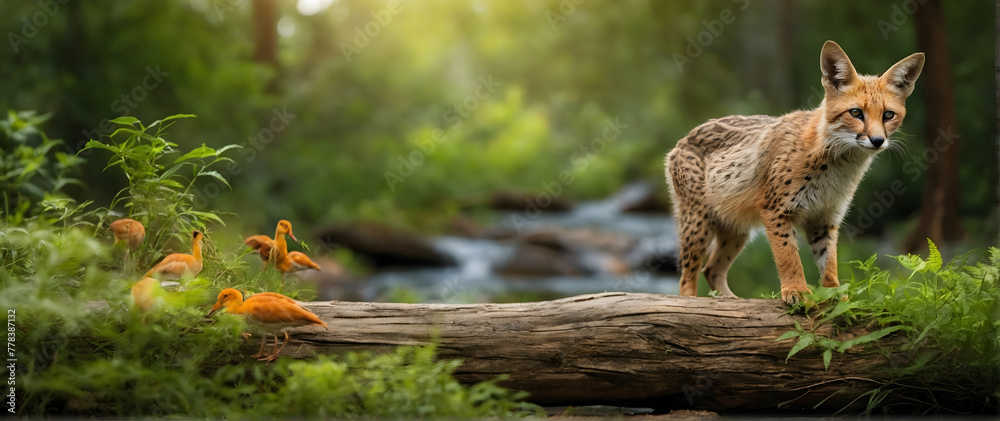 Photo real as Habitat Haven Explore the wildlife habitat a haven for diverse flora and fauna. in nature and landscapes theme ,for advertisement and banner ,Full depth of field, high quality ,include c