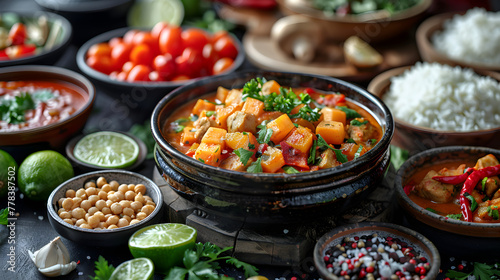 Thai Massaman Curry on Decorated Table photo