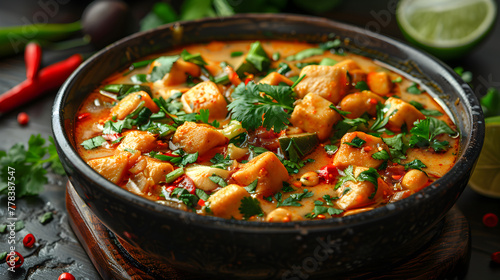 Thai Massaman Curry on Decorated Table