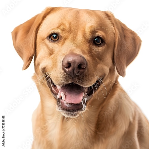 Labrador retriever dog smile on white background generative ai