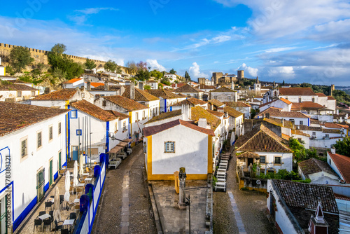 Fototapeta Naklejka Na Ścianę i Meble -  Roofs of Obidos Castle in Portugal