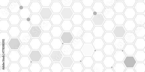 Fototapeta Naklejka Na Ścianę i Meble -  White hexagon ceramic tiles. Modern seamless pattern, white colored hexagon ceramic tiles. Vector white background with hexagons for science, medicine and technology