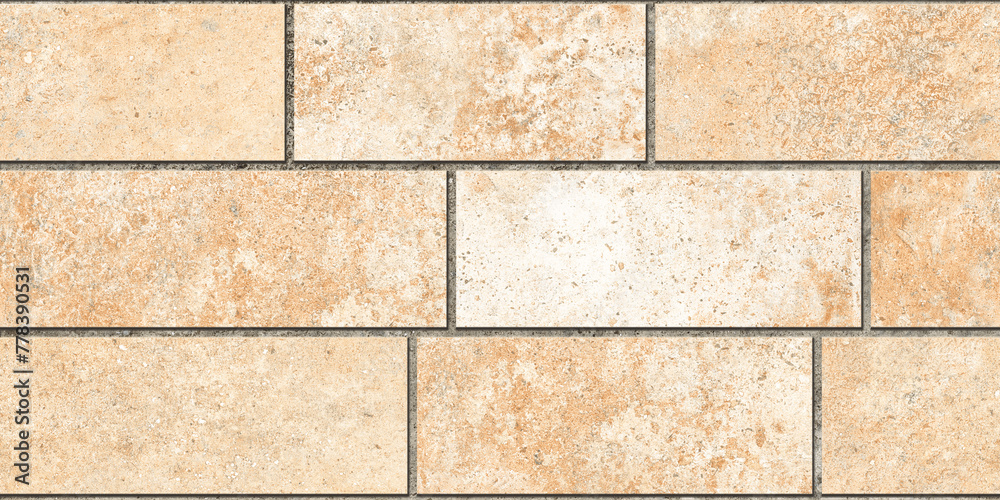 natural brick wall texture background, ceramic vitrified seamless design of elevation wall tiles. Interior exterior wall cladding, beige stone wall natural brick wall texture background, ceramic vitrified seamless design of elevation wall tiles. Interior exterior wall cladding, beige stone wall