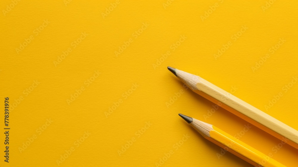 Two Pencils on Yellow Surface Two Pencils on Yellow Surface
