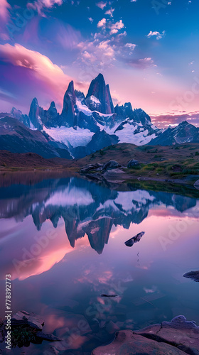 Twilight Tranquility: Reflection of Mountain Range at Dusk © Jon