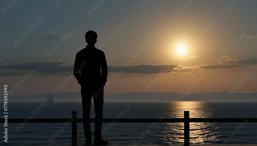 silhouette of a person on the beach