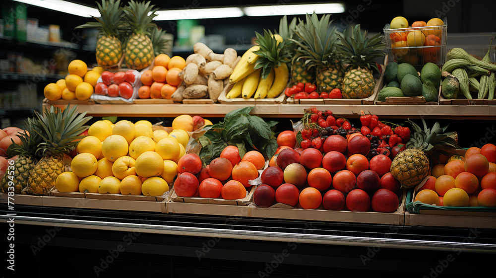 Fruit Display in the Supermarket.