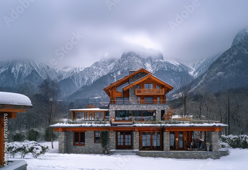 Wallpaper Mural A house in the mountains with snow	
 Torontodigital.ca