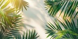 The top view of a tropical leaf shadow on the water's surface creates a stunning abstract background for a summer beach vacation