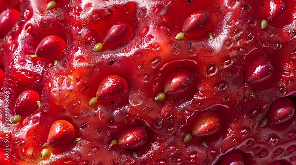 Discover the intricate texture of a strawberry, a vibrant culinary backdrop. Discover the intricate texture of a strawberry, a vibrant culinary backdrop.