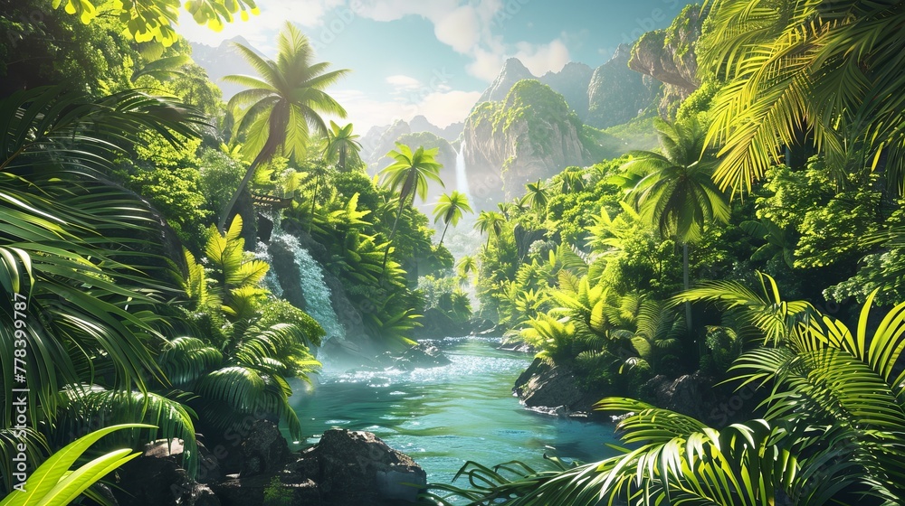 Explore breathtaking landscapes with our 3D illustration of a verdant island. Escape the ordinary and embark on an extraordinary off-road adventure amidst lush greenery. Explore breathtaking landscapes with our 3D illustration of a verdant island. Escape the ordinary and embark on an extraordinary off-road adventure amidst lush greenery.