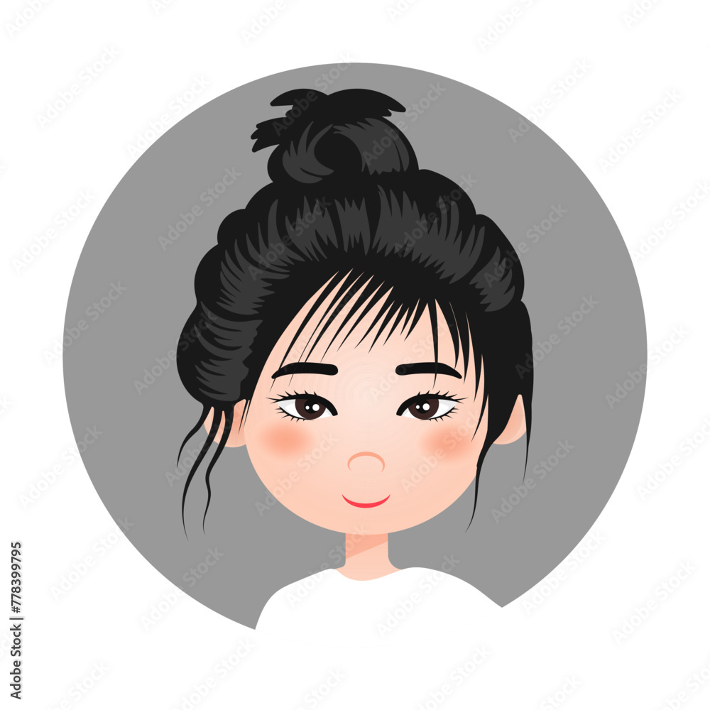 Brunette. Avatar, the Girl in the circle. Vector illustration Brunette. Avatar, the Girl in the circle. Vector illustration