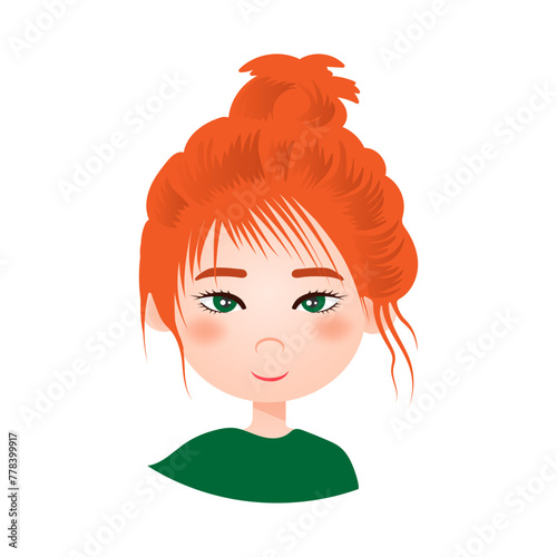 Red-haired maiden. A flat icon. Vector illustration