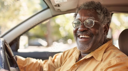 A Senior Man Enjoying a Drive