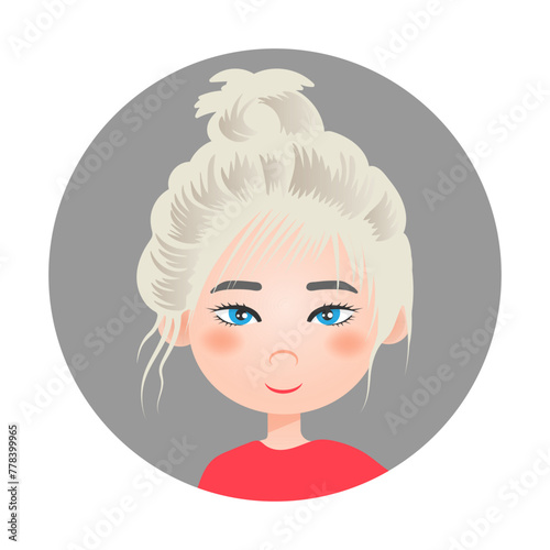 Avatar. A blonde girl in a circle. Vector illustration