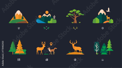 Very ordered icons with space between them and in 2D, don't use text, don't use shadows: Nature and Wildlife


