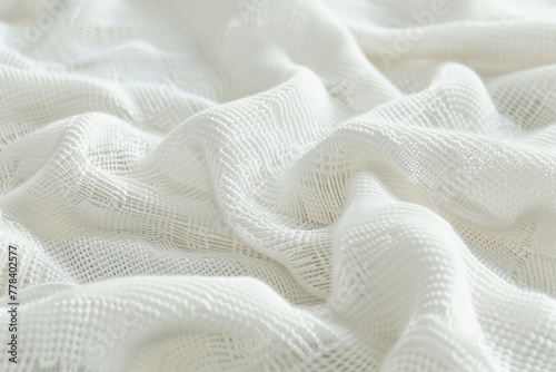 A close-up illustration of a pristine white cotton fabric texture. 32k, full ultra HD, high resolution photo