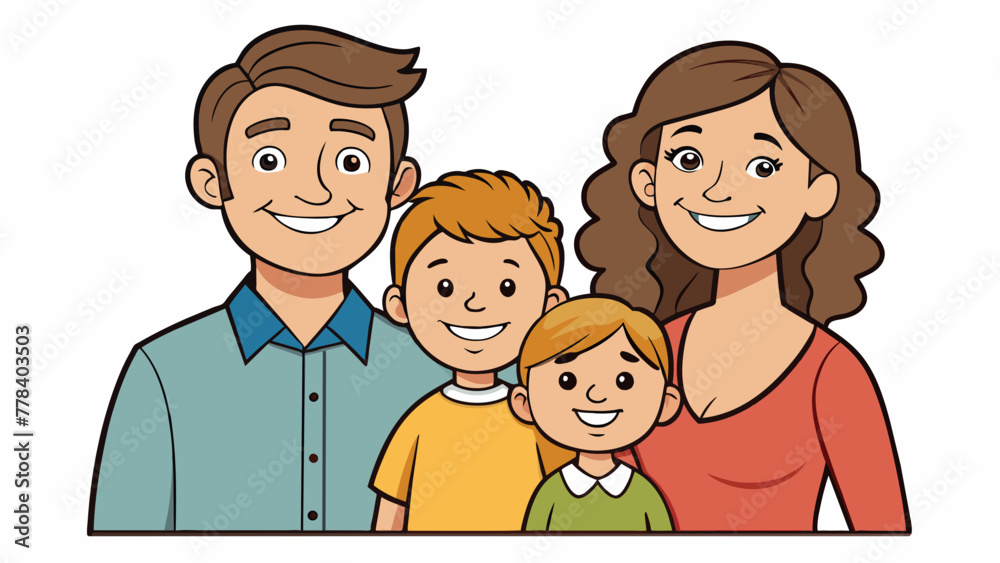 funny family dad mother son and daughter vector illustration