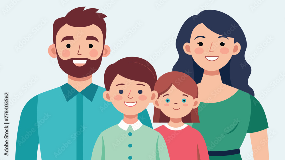 funny family dad mother son and daughter vector illustration