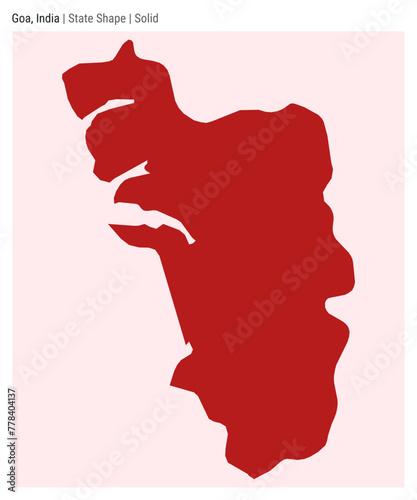 Goa, India. Simple vector map. State shape. Solid style. Border of Goa. Vector illustration.