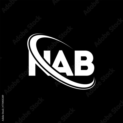 NAB logo. NAB letter. NAB letter logo design. Initials NAB logo linked with circle and uppercase monogram logo. NAB typography for technology, business and real estate brand.