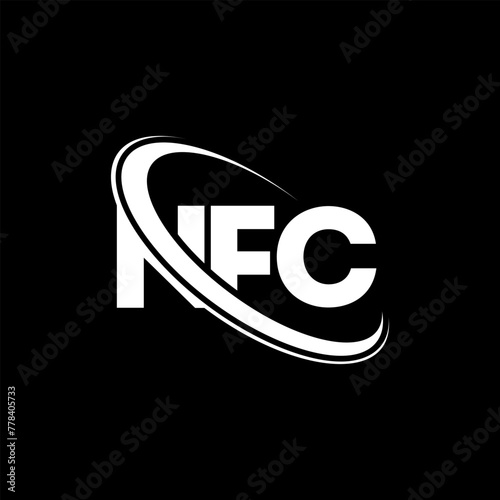 NFC logo. NFC letter. NFC letter logo design. Initials NFC logo linked with circle and uppercase monogram logo. NFC typography for technology, business and real estate brand.