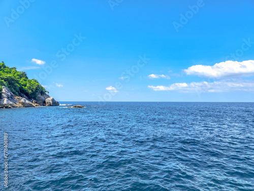 Gorgeous view of seashore landscape and blue sky nature Background with beautiful sea