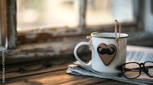 A Mug with a Wooden Heart photo