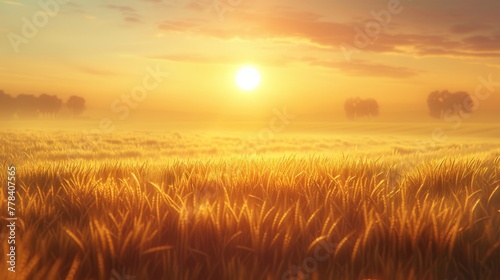 A Golden Wheat Field at Sunrise