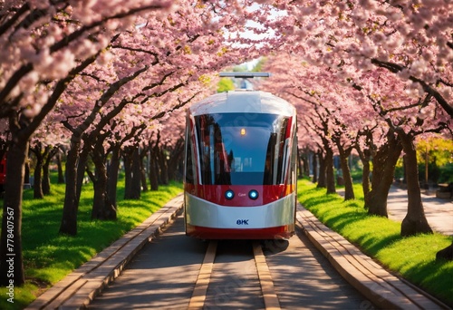red train in the park