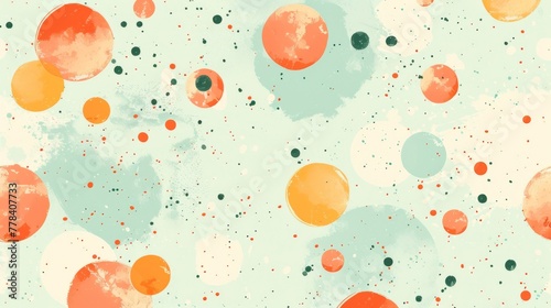 Minimalist Playful Pattern with Sparse Pastel Orange Circles on Soft Mint Background.