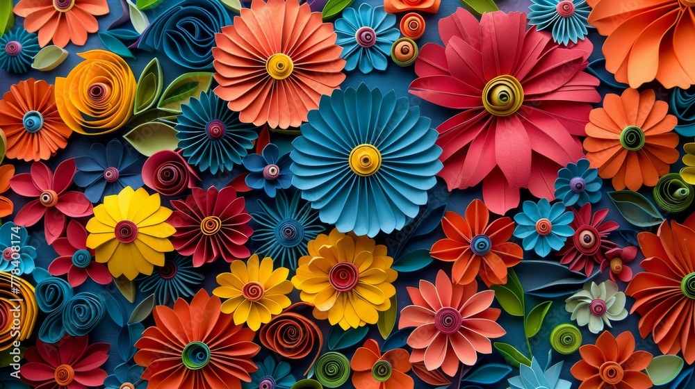 Vibrant Quilling Art: Mexican Talavera Pottery Inspired Floral Patterns.