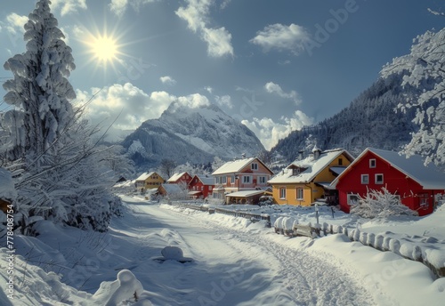 A house in the mountains with snow   © paul