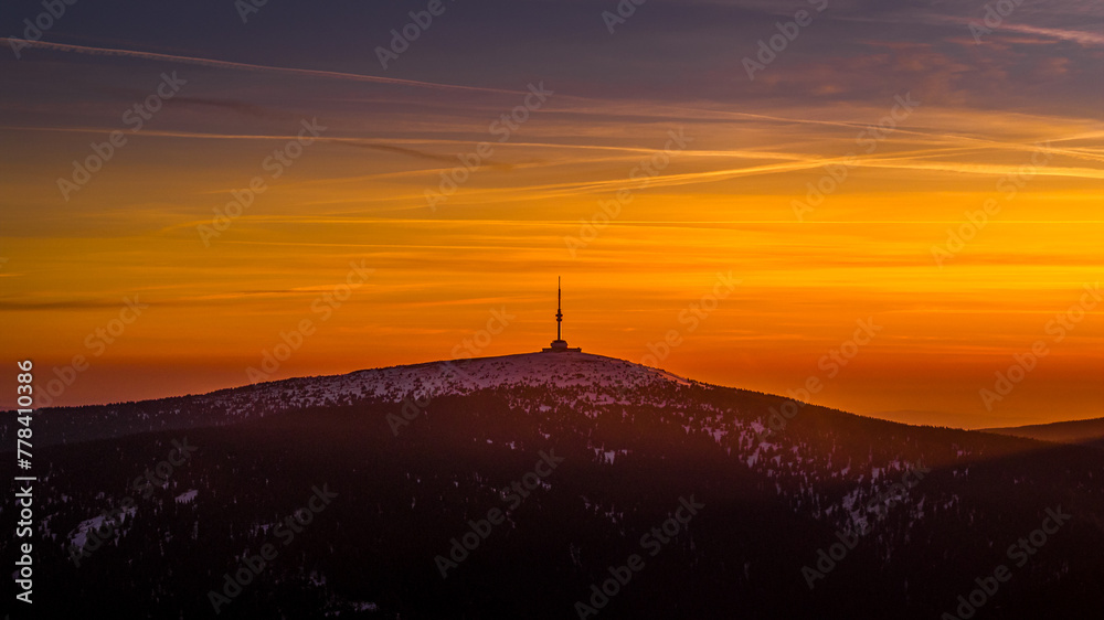 sunrise over the mountains, Jeseníky, Praděd