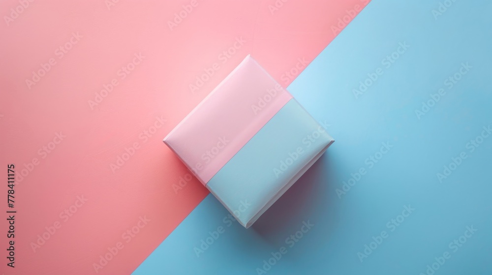 Soft Gradient Split with Minimalist Gift Box - Tranquil Pastel Pink and Blue.