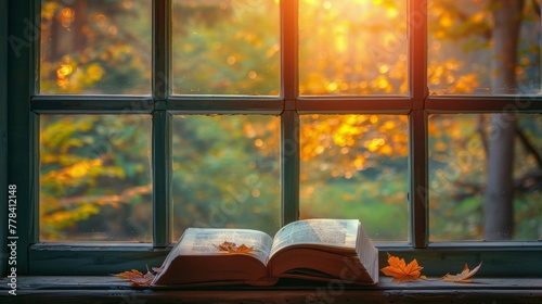 Open Book on Window Sill