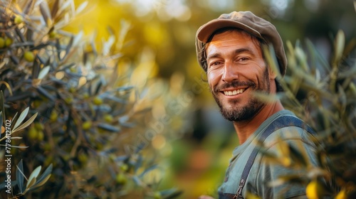 Man Harvesting Olives From Tree