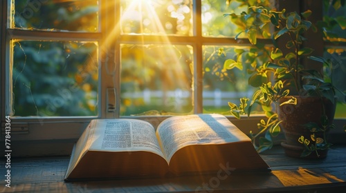 Open Book on Wooden Floor