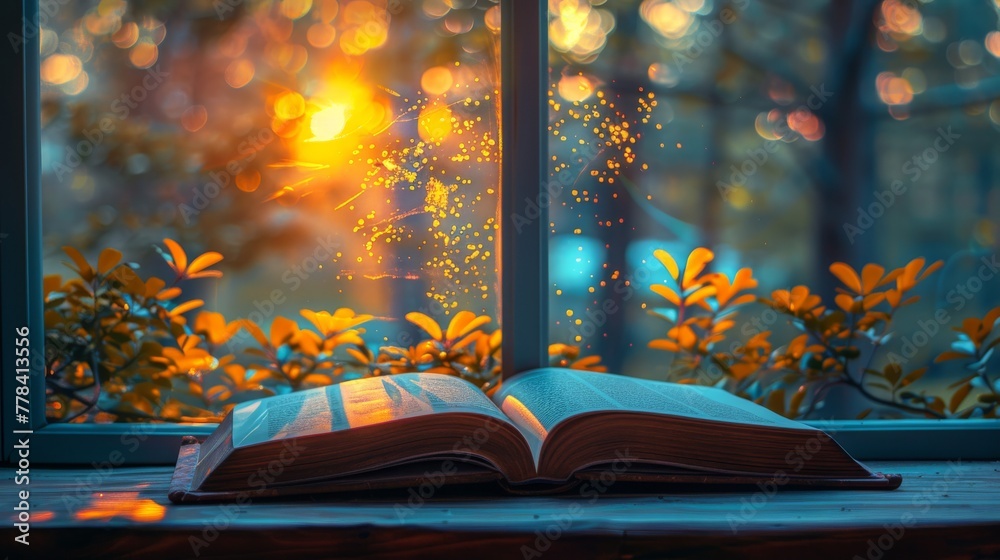 Open Book on Window Sill Open Book on Window Sill