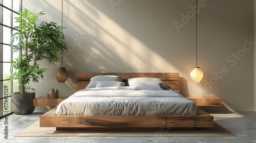 Bed by Window in Bedroom