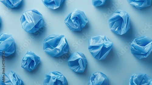 Blue Paper Balls on Blue Surface