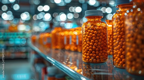 Row of Glass Jars Filled With Orange Candy